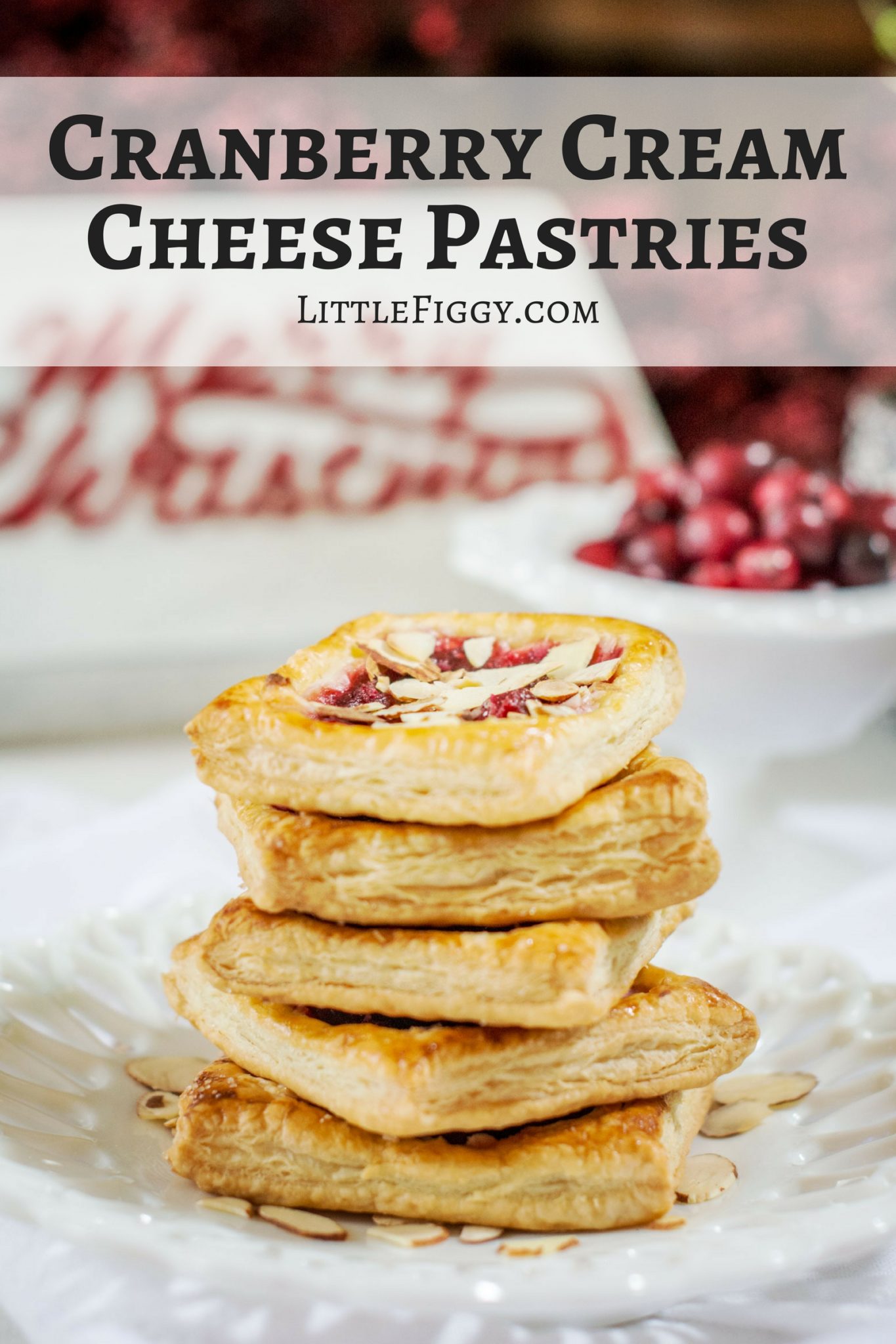 Cranberry Cream Cheese Pastries recipe, one of my favorite ways to use the inevitable leftover cranberry sauce from the holiday dinner. Get the recipe at Little Figgy Food. #InspiredByPuff #ad