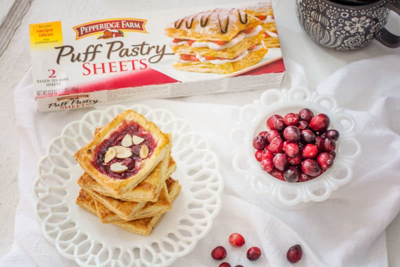 So easy to make and made with @PepperidgeFarm Puff Pastry Sheets, Cranberry Cream Cheese Pastries are the answer to your leftover Cranberry Sauce this Holiday Season! Get the recipe at Little Figgy Food! #InspiredbyPuff #ad