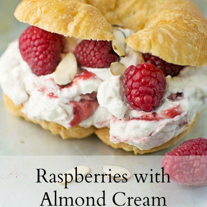 Raspberries with Almond Cream are perfect for when you are short on time, but want to serve something scrumptious. Recipe found @LittleFiggyFood
