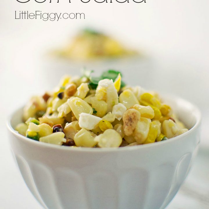 Roasted Corn Salad makes for a refreshing side salad and would be great for your next Mexican fiesta - @LittleFiggyFood - #Salad