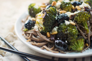 Roasted Olives with Broccoli and Soba Noodles