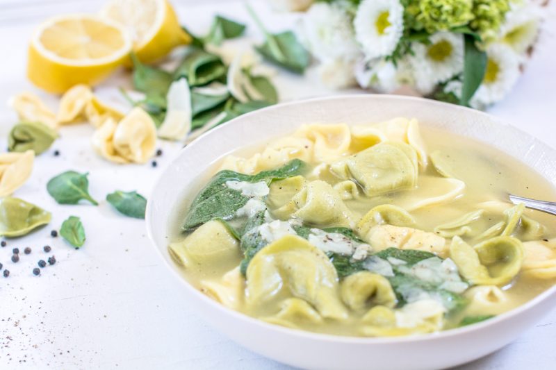 Try this brightly flavored spinach and Tortellini Soup, so easy to make and perfect for entertaining guests. Get the recipe at Little Figgy Food