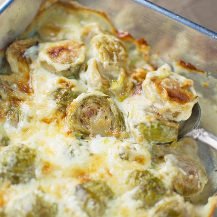 Creamy Brussel Sprouts Au Gratin - #BrusselSprouts - @LittleFiggyFood