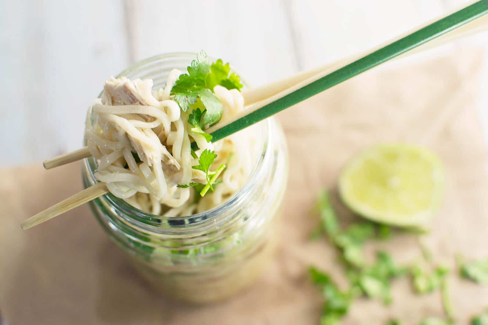 Thai Chicken Instant Pot Noodles - #InstantNoodles - @LittleFiggyFood - Easy to make and full of flavor, the perfect DIY and portable lunch, instant pot noodles.