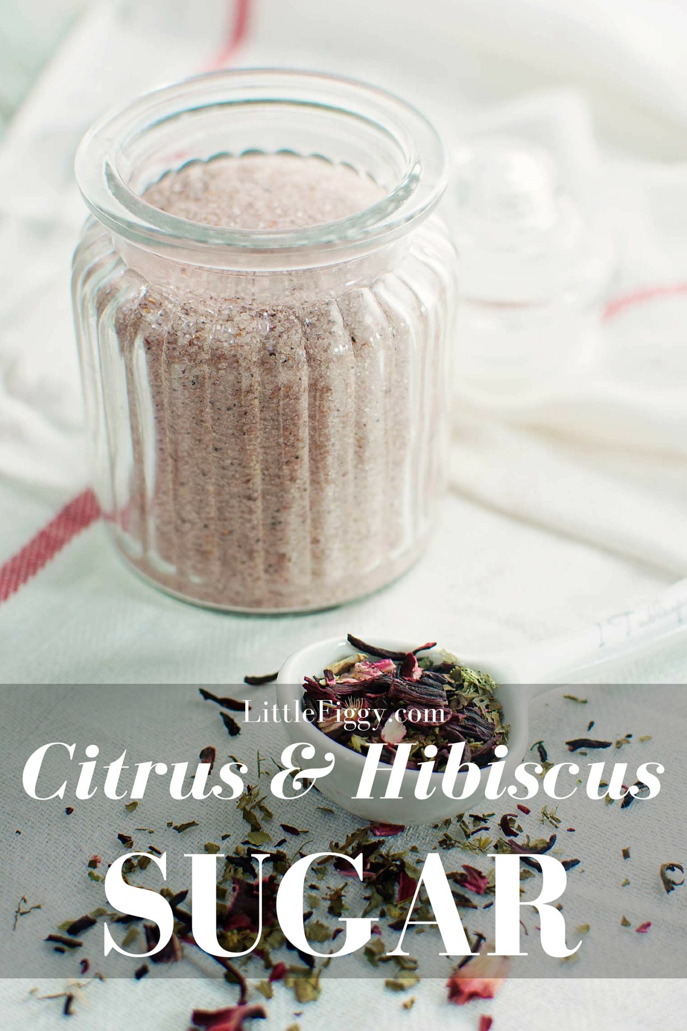 Citrus & Hibiscus Sugar. Add subtle flavor to your next cup of herbal tea, or use to sprinkle on top of your cookies & cakes. #Recipe found @LittleFiggyFood