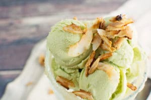 Avocado Coconut Ice Cream with Almond Coconut Brittle