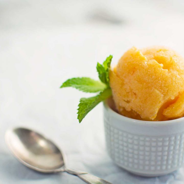 A delicately flavored Apricot Sorbet with a hint of sweet white wine! Recipe @LittleFiggyFood
