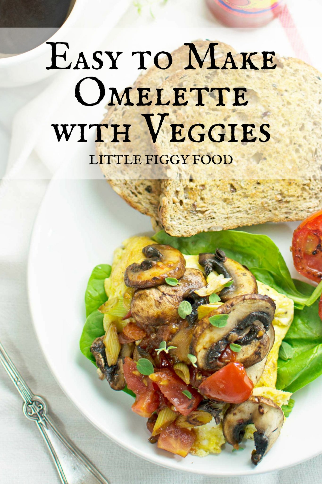 Try this Easy to Make Omelette with lots of Veggies! A tasty way to start your day or enjoy as a light dinner. Find the recipe @LittleFiggyFood