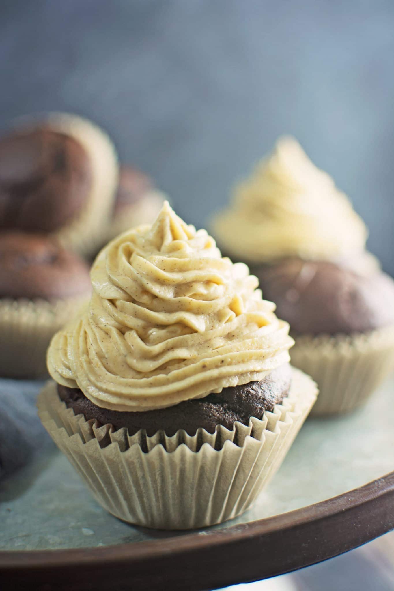 Decadent in every way, Chocolate Pumpkin Cupcakes! Recipe @LittleFiggyFood 