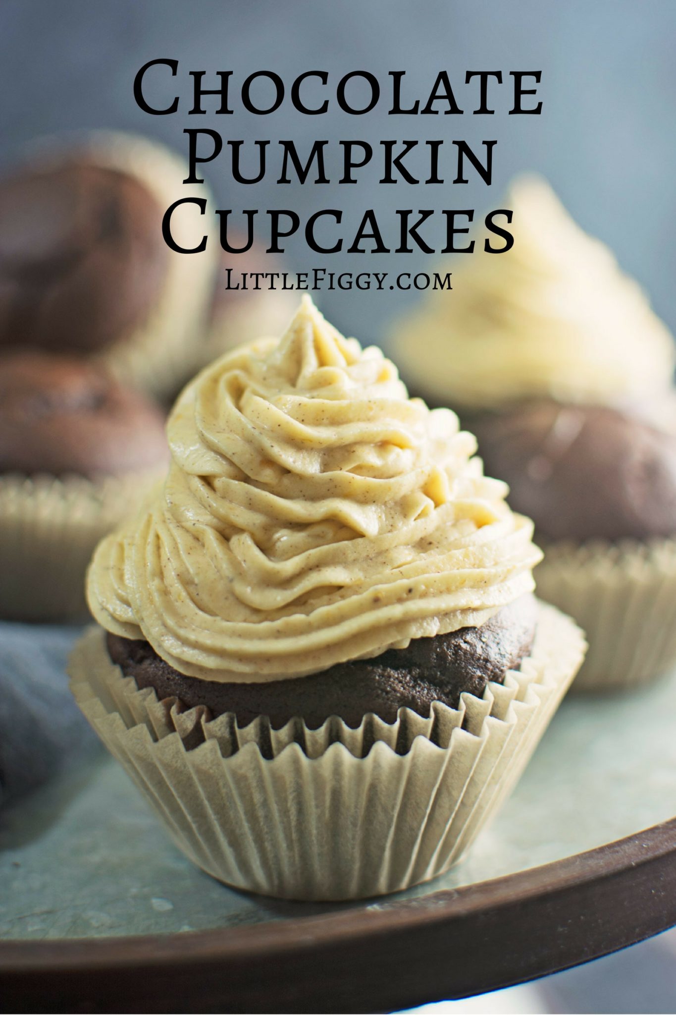 Decadent in every way, Chocolate Pumpkin Cupcakes! Recipe @LittleFiggyFood 