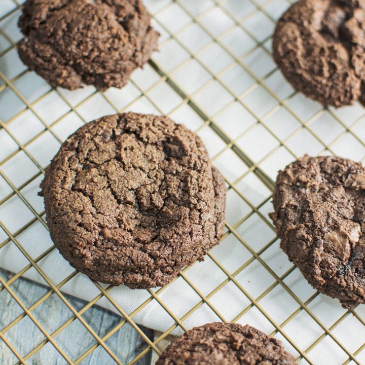 Decadent Triple Chocolate Mocha Cookies are perfectly layered with chocolate and a hint of espresso! Great as a treat or even a gift from the kitchen. Recipe @LittleFiggyFood