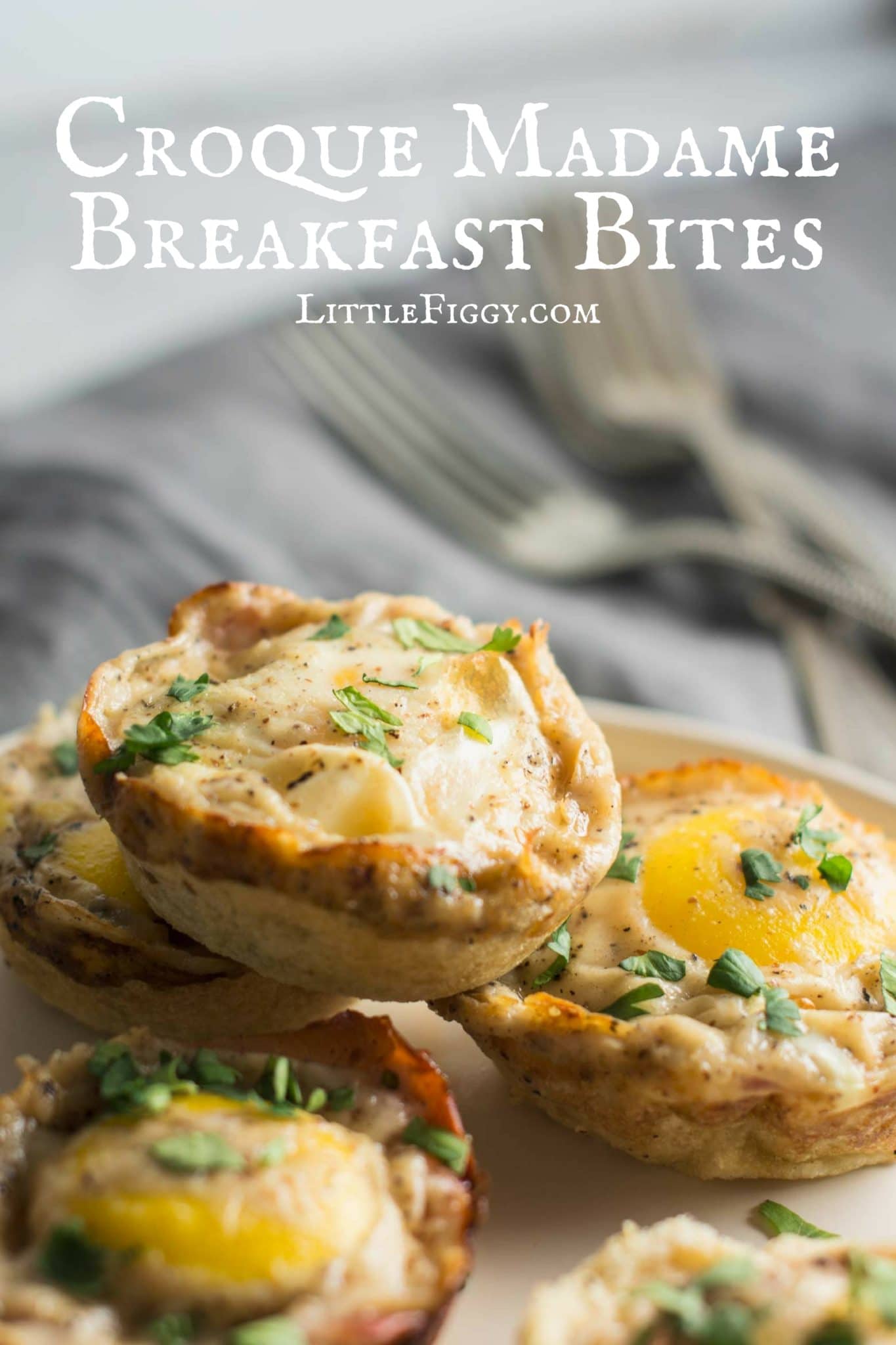 Enjoy these Croque Madame inspired Breakfast Bites for breakfast, lunch or dinner! Recipe @LittleFiggyFood