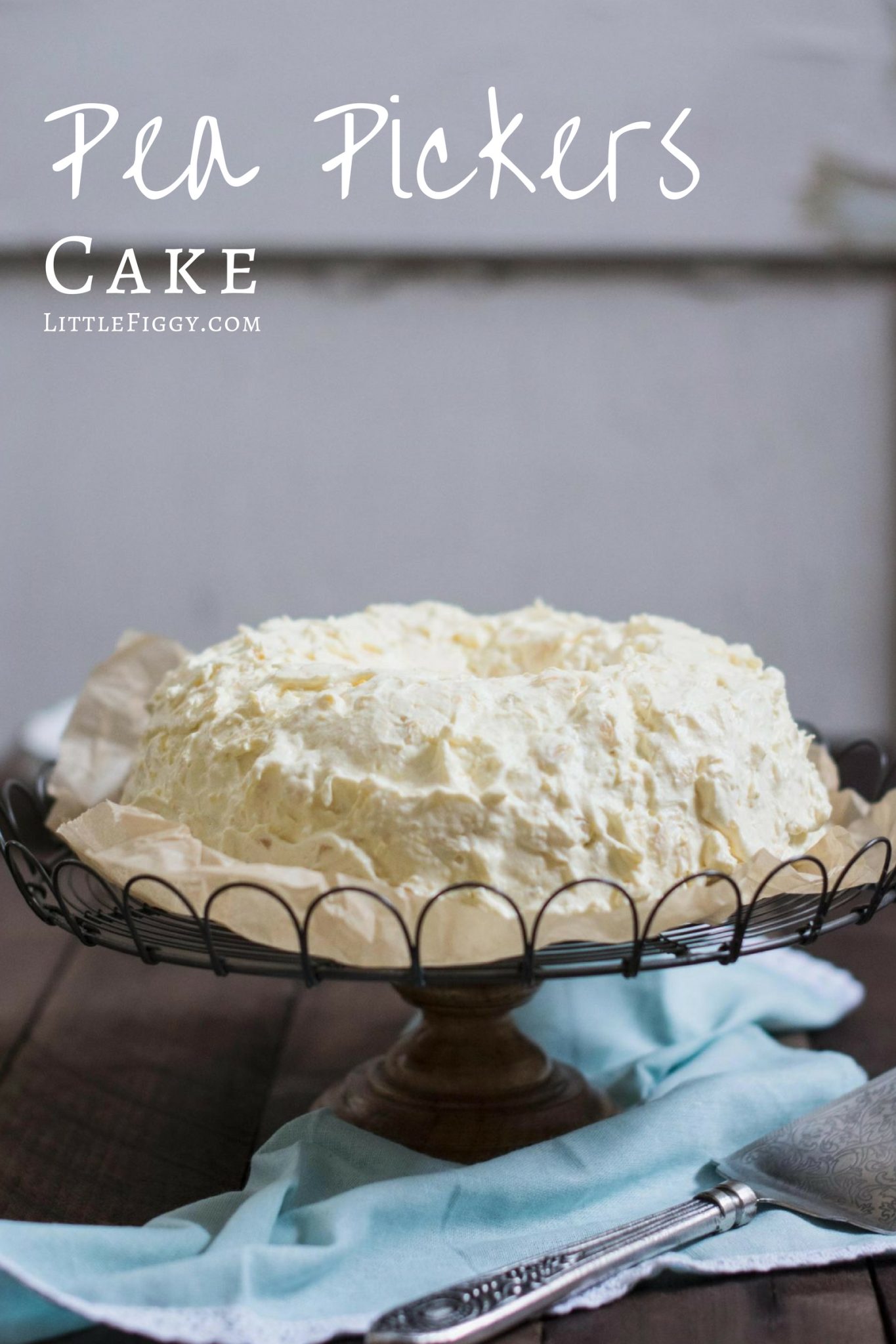 Pea Pickers Cake (also known as Cool Whip Cake), a childhood favorite that's easy to make and full of mandarin oranges and crushed pineapple! Recipe at Little Figgy Food
