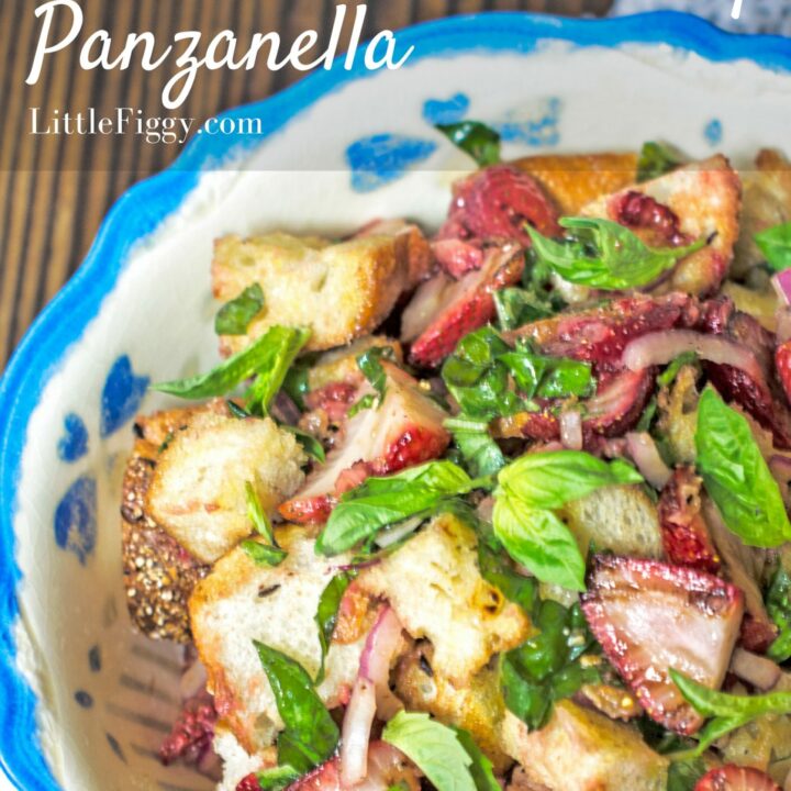 Easy to make and perfect to celebrate warm weather, Grilled Strawberry Panzanella! @hamiltonbeach @Amazon #Grillit #sponsored