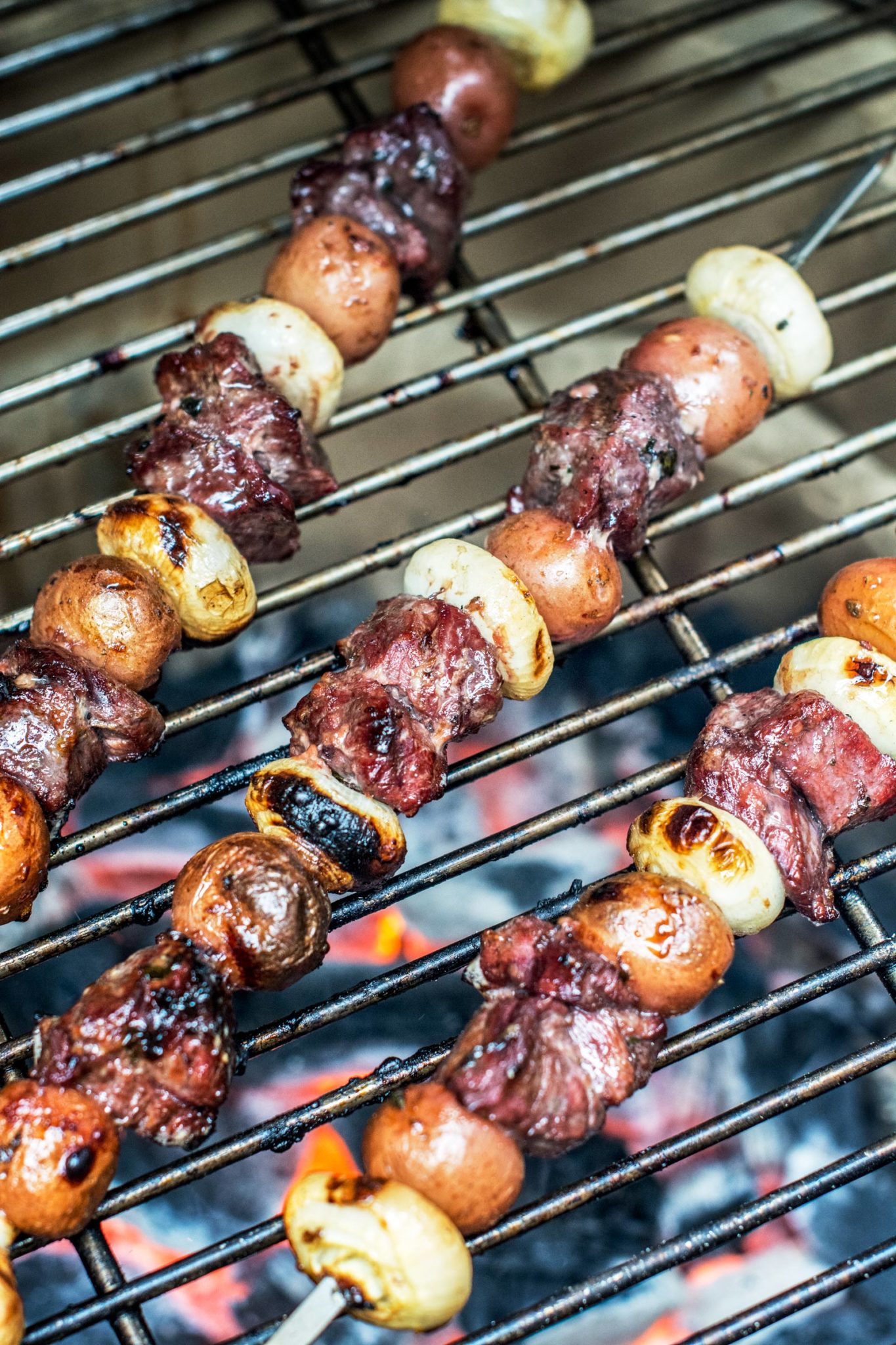 On my Big Green Egg, cooking up these easy to make Honey Lamb Kabobs! They're #Aussome @aussiebeeflamb @biggreenegg #ad