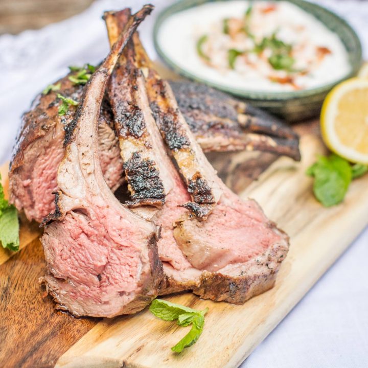 Aussie Grilled Rack of Lamb, so easy to make and amazingly tasty! #GreaterOutdoors It's #Aussome @aussiebeeflamb @biggreenegg #ad