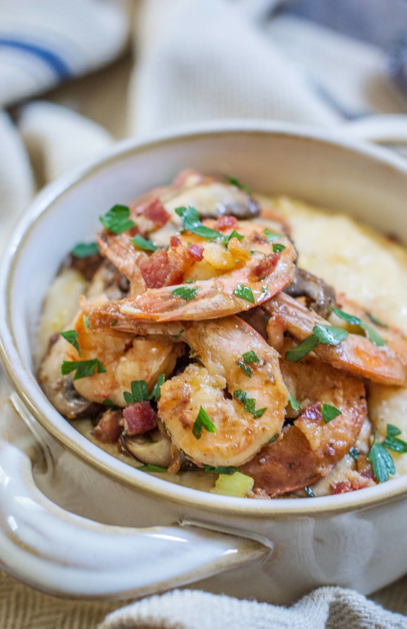 Love this easy to make, Shrimp and Grits recipe! Find the recipe at Little Figgy Food and enjoy!
