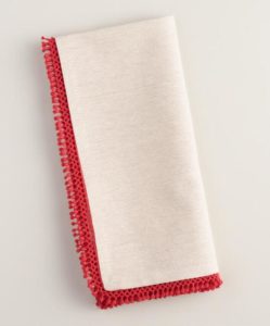 Chambray Napkins with Red Chenille Trim
