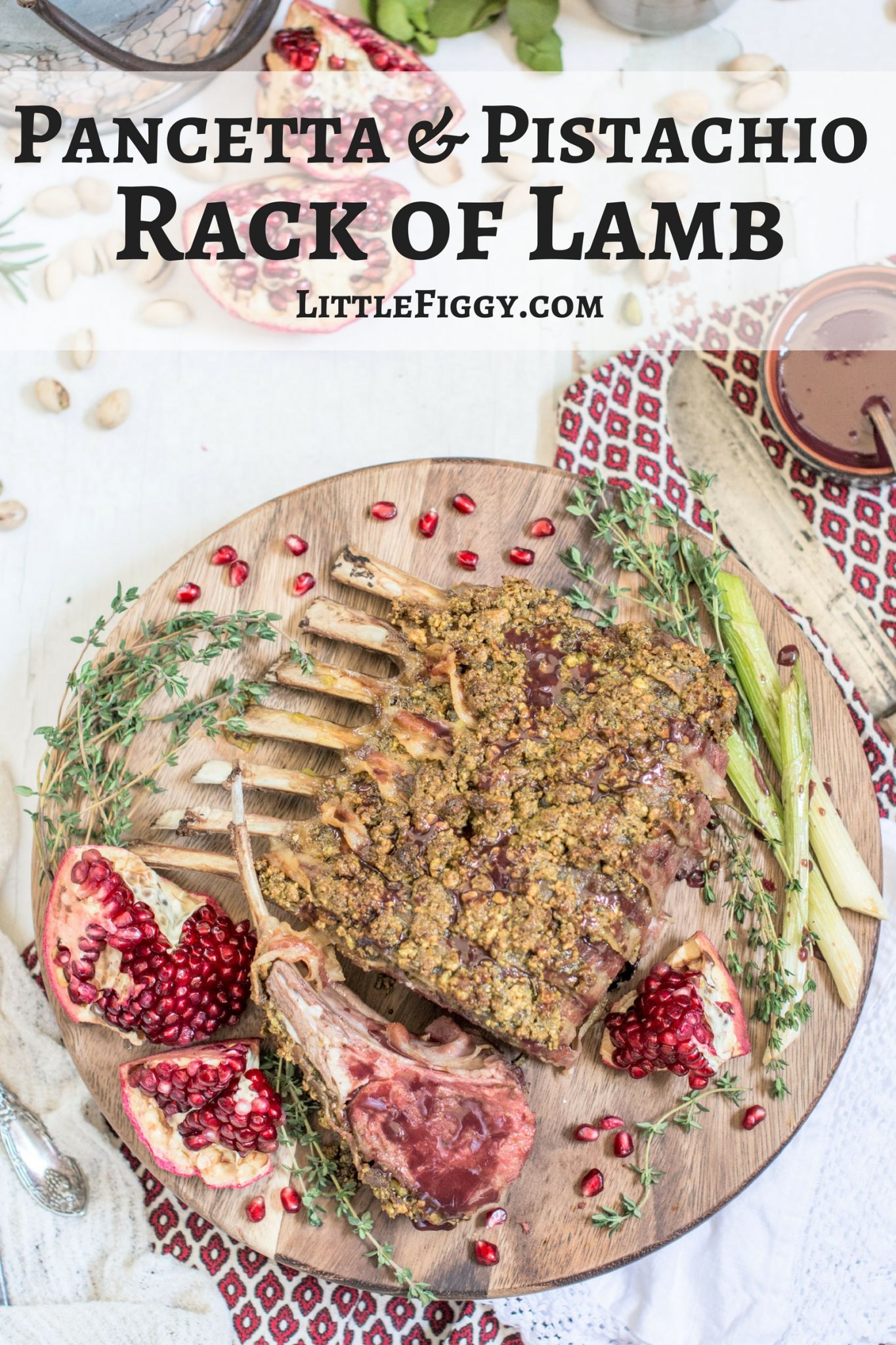 Pancetta wrapped Pistachio Rack of Lamb, get the recipe at Little Figgy Food! @TheFreshMarket #TFMfortheHolidays #ad