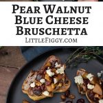Pear Walnut Blue Cheese Bruschetta recipe with @SalemvilleBlue! Get the Recipe at Little Figgy Food! #SalemvilleBlue #ad