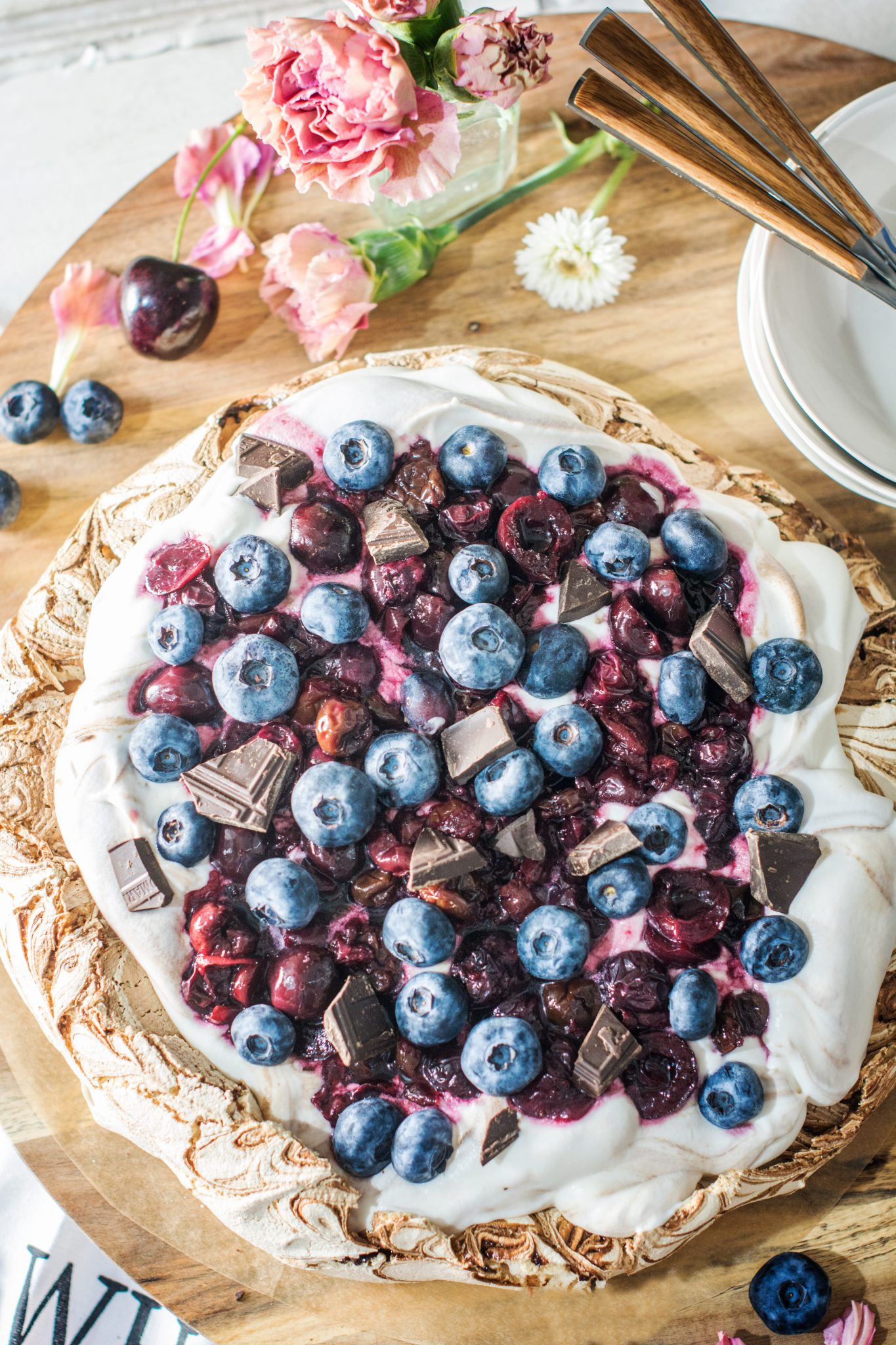 Chocolate Pavlova with Cherries and Blueberries. Get the Recipe at Little Figgy Food. @WorldMarket # #worldmarkettribe #ad