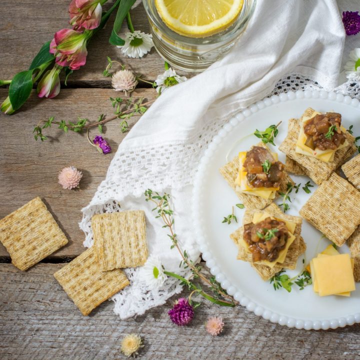 Enjoy making your own Ploughmans Pickle, Britains favorite pickle! Serve it on TRISCUIT Crackers with a nice sharp cheese! Get the recipe at Little Figgy Food. #ad #TriscuitCharcuterie