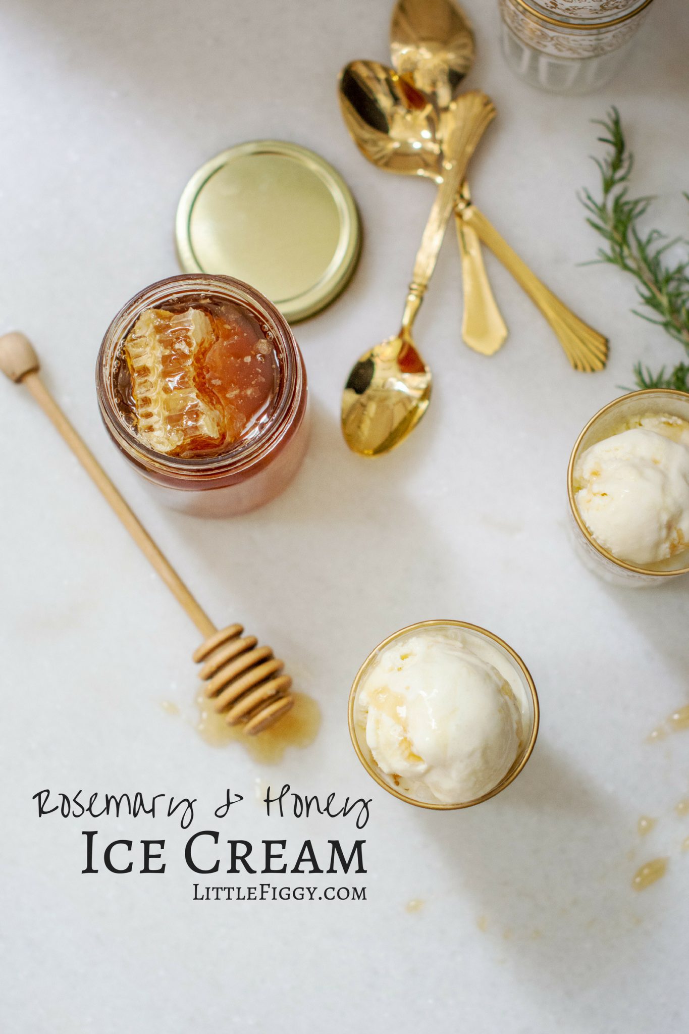 Rosemary and Honey Ice Cream with an extra drizzle of honey.