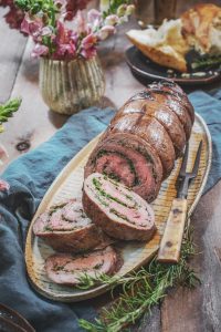 Stuffed Flank Steak with Prosciutto, Cheese, and Herbs