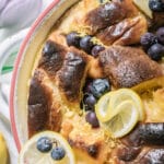 Lemon curd and blueberries Brioche Bread Pudding
