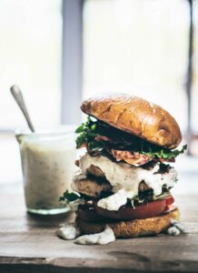 Blackened Salmon Burger with a Caper Remoulade