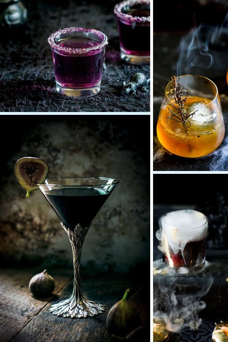 Halloween Cocktails Recipes For the Mixologist - Recipe Round up including Black Fig Vodka Martini, Haunted Graveyard Halloween Cocktail, and more.
