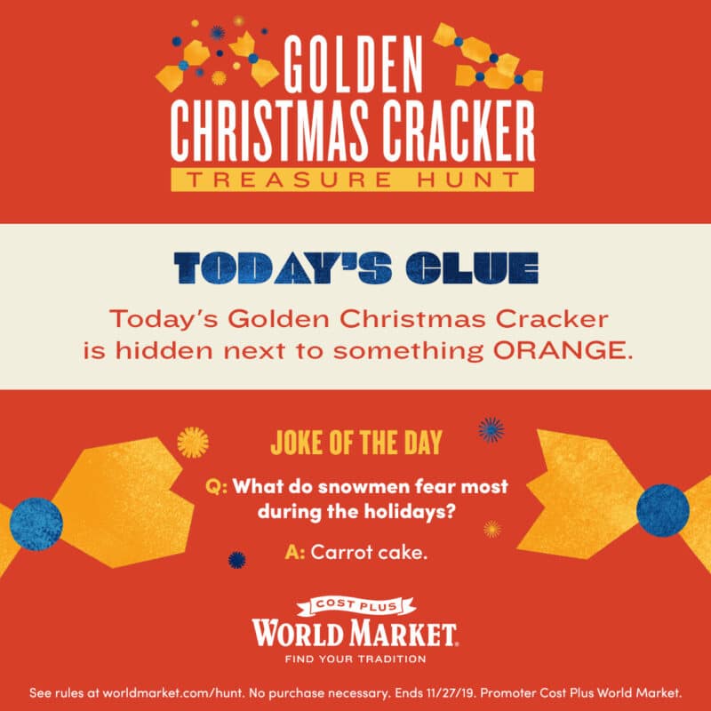Golden Christmas Cracker Clue #1
