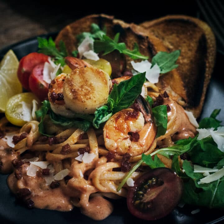 Seafood linguine with Rosa Pasta Sauce