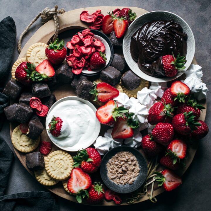 Dessert Board with Strawberries and Cream