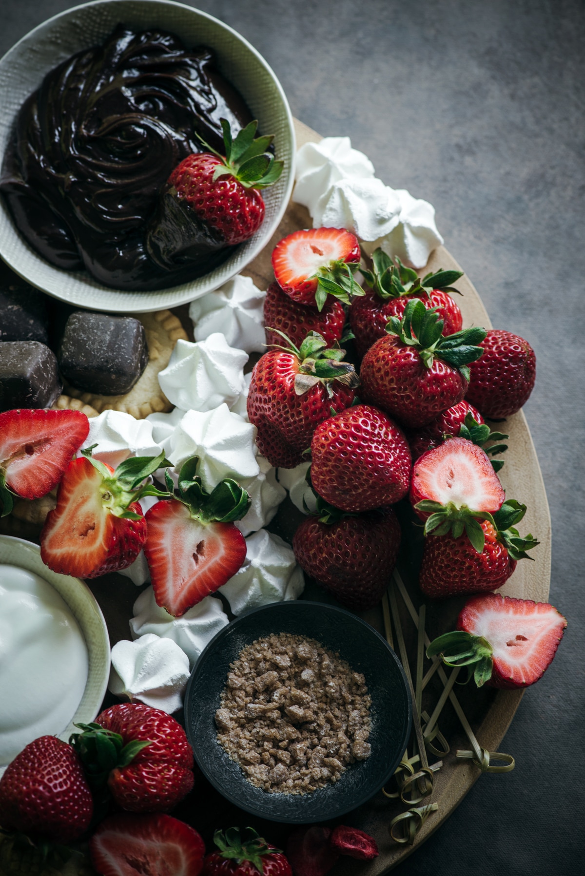 Strawberries and cream dessert platter