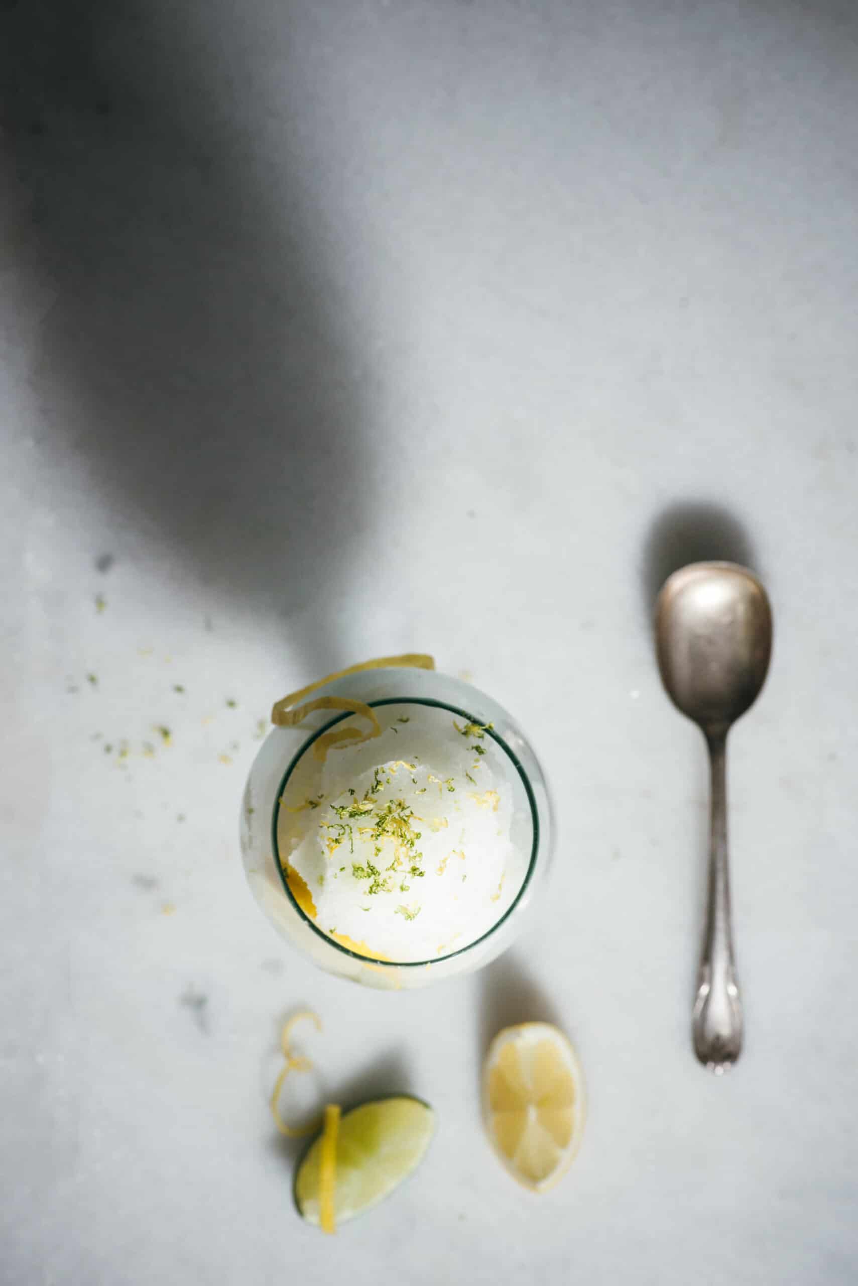 Glass of frozen lemon dessert - ideas for healthy desserts