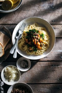 Easy Dinner Ideas: Pancetta with Roasted Butternut Squash and Kale Pasta