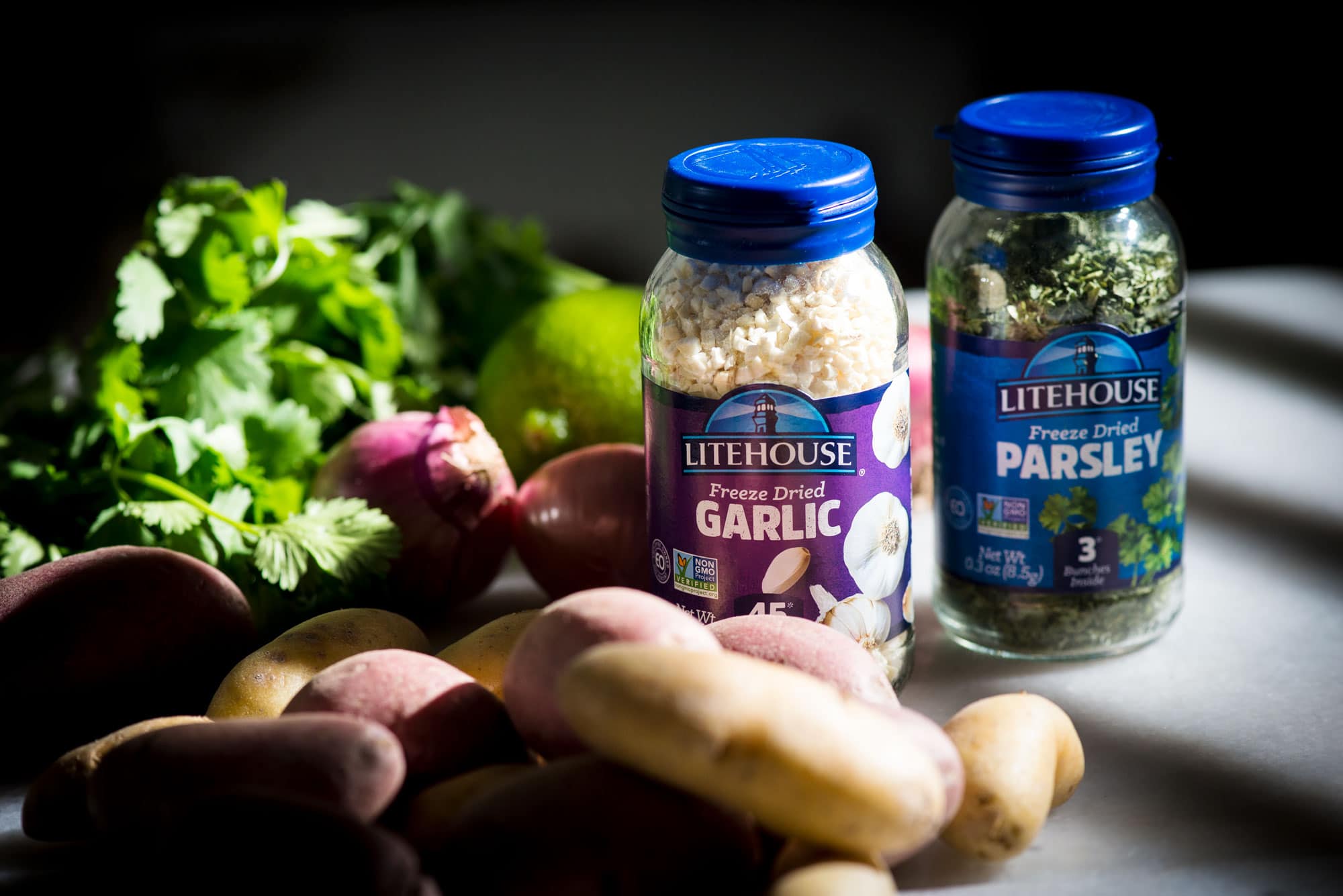 Litehouse garlic and parsley freeze dried herbs in jars