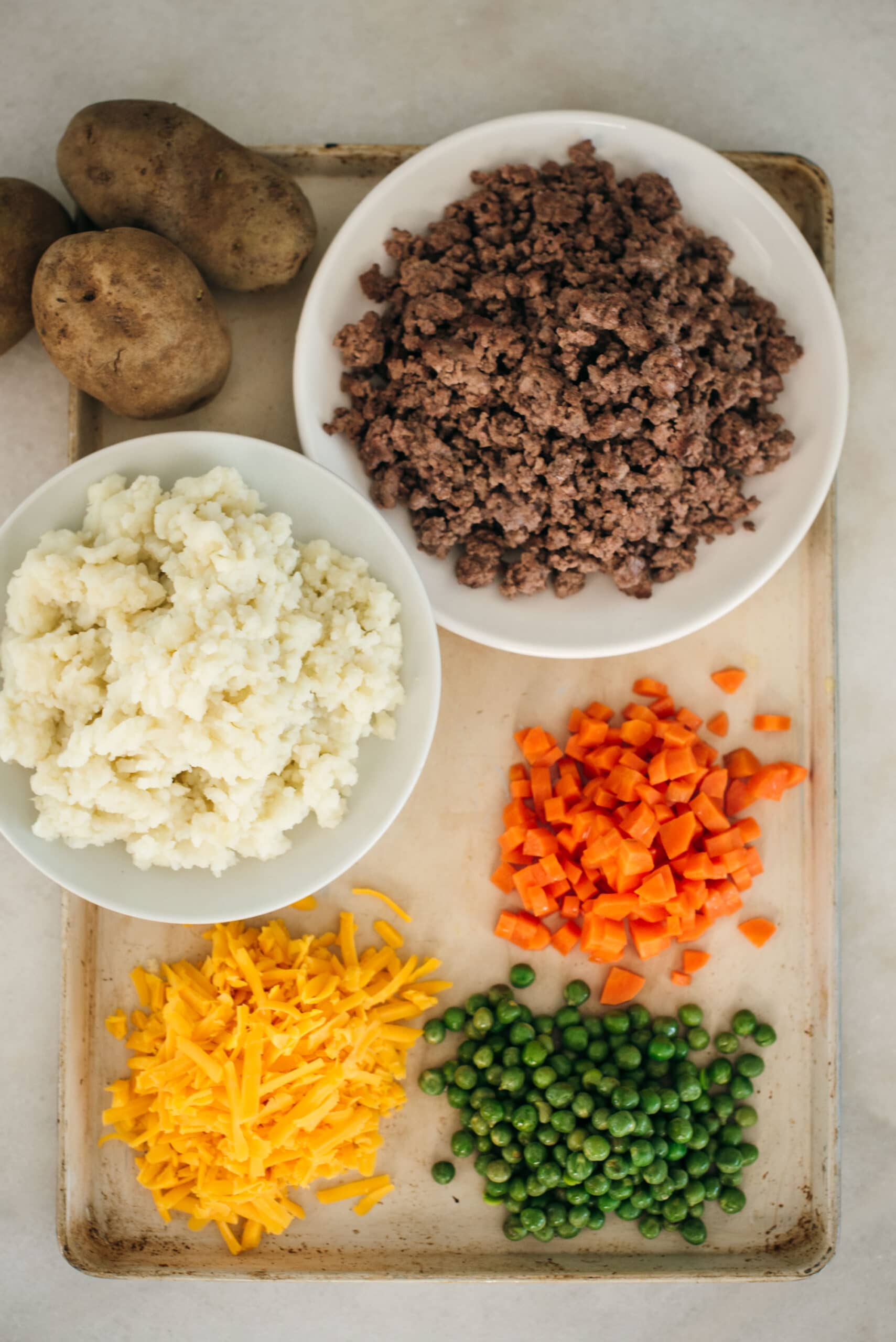 Ingredients for Cottage Pie Homemade Dog Food